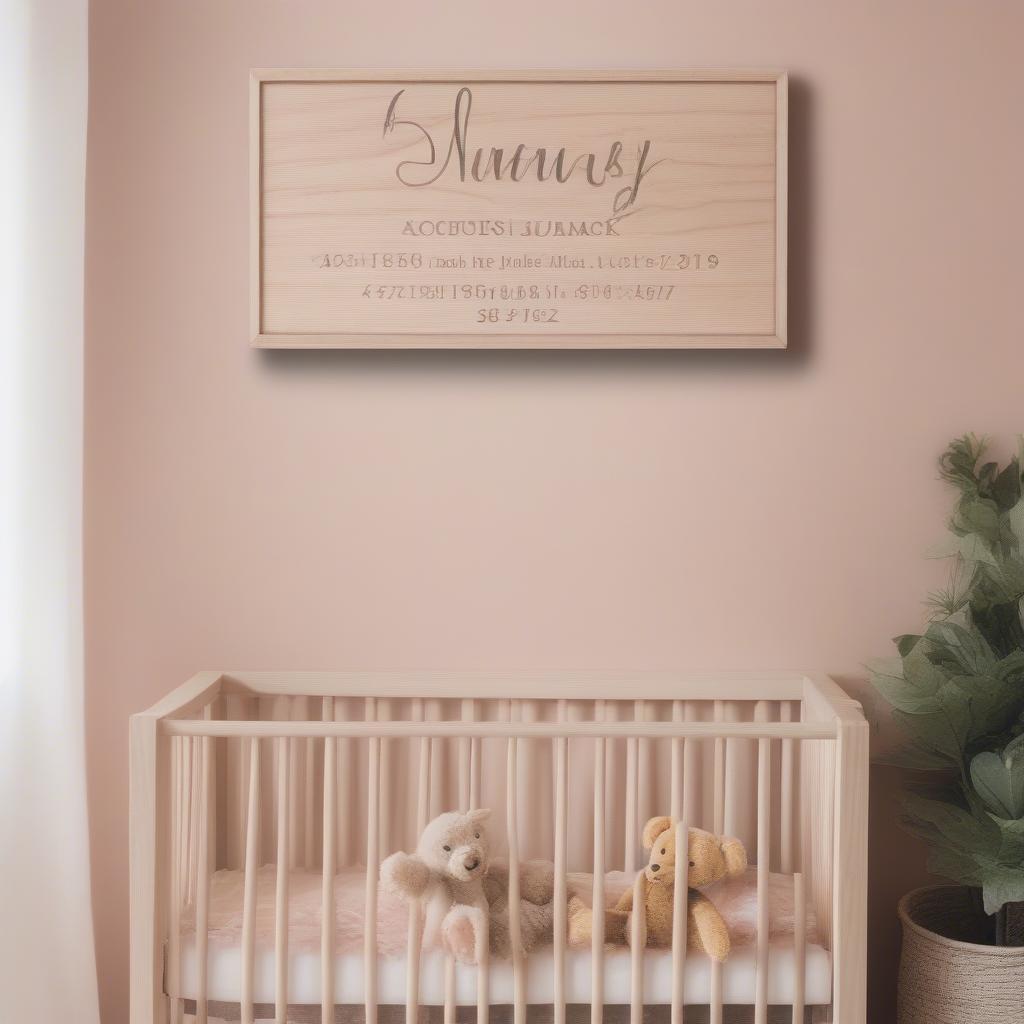 Personalized Wooden Nursery Sign with Name and Birth Date