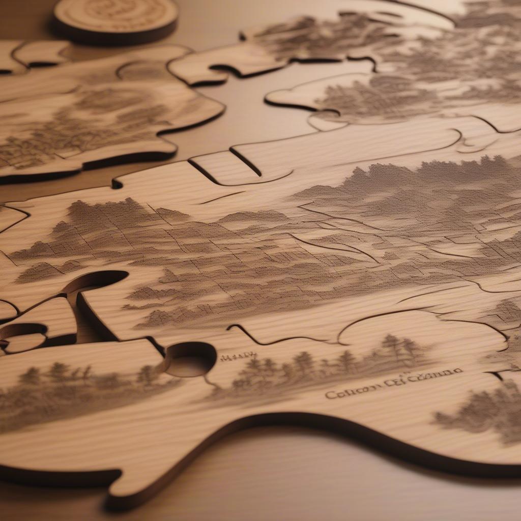 Personalized wooden puzzle showcasing a custom design with intricate details