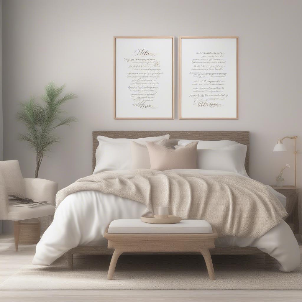 Personalized word wall art in a bedroom