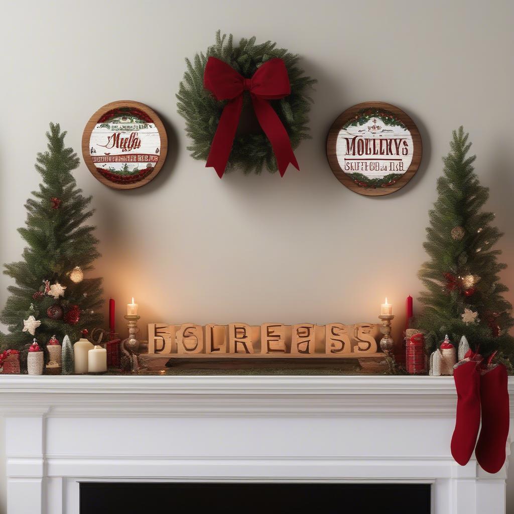 Personalized Xmas Wood Signs with Family Names