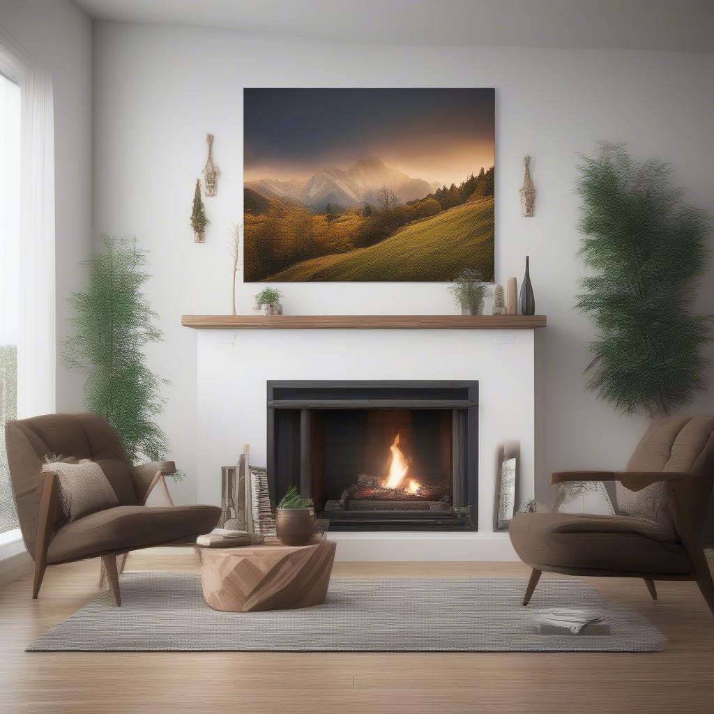 Photo canvas art displayed in a living room setting