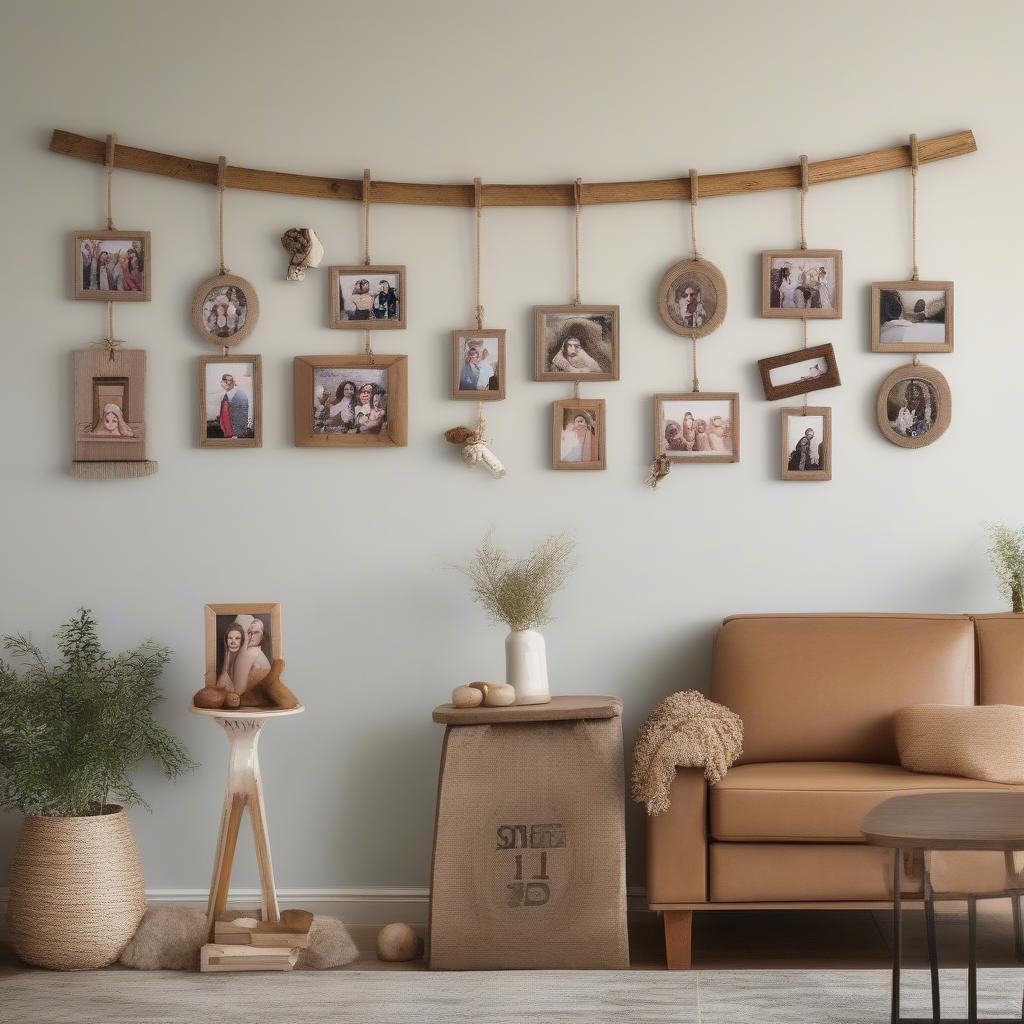 Photo Ornaments on Wood Wall Display