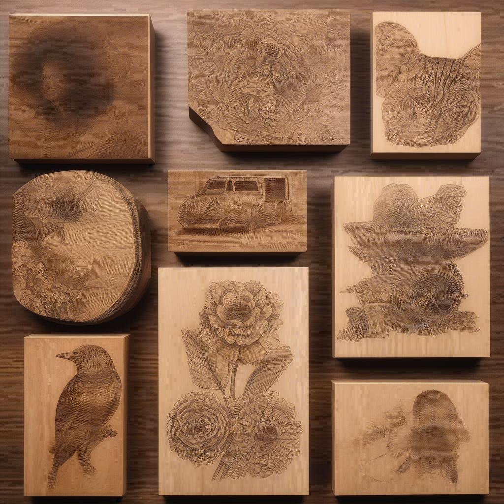 Variety of Pics on Wood Displayed