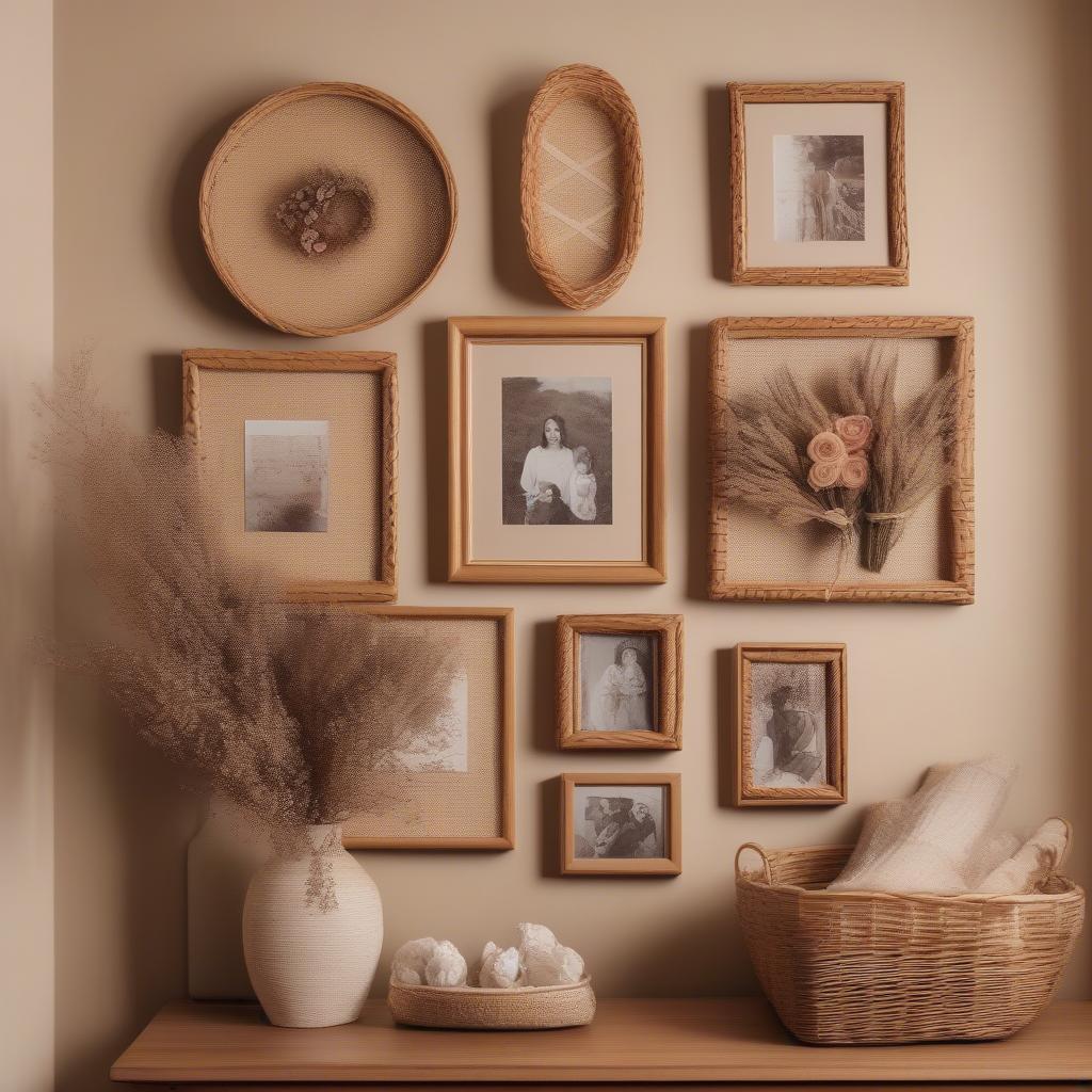 Picture Collage with Wicker Accents