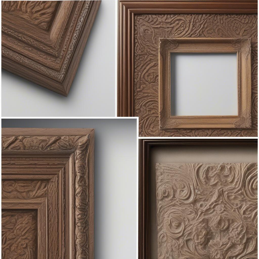 Different styles and materials of picture frames