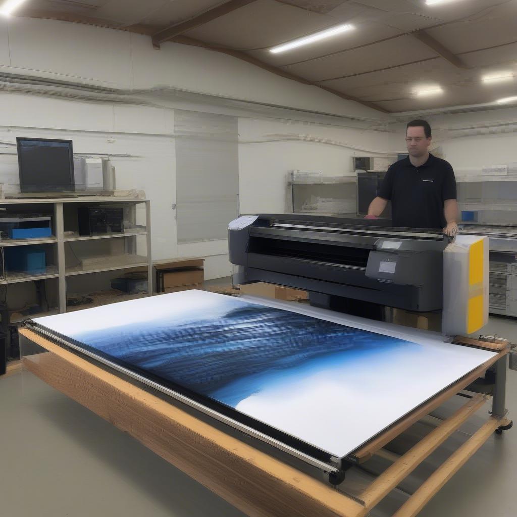 The process of printing a picture onto canvas, involving inkjet printing and stretching the canvas onto a frame.