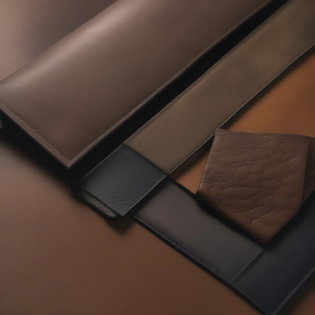 Different materials used for picture inserts - leather, plastic, and metal