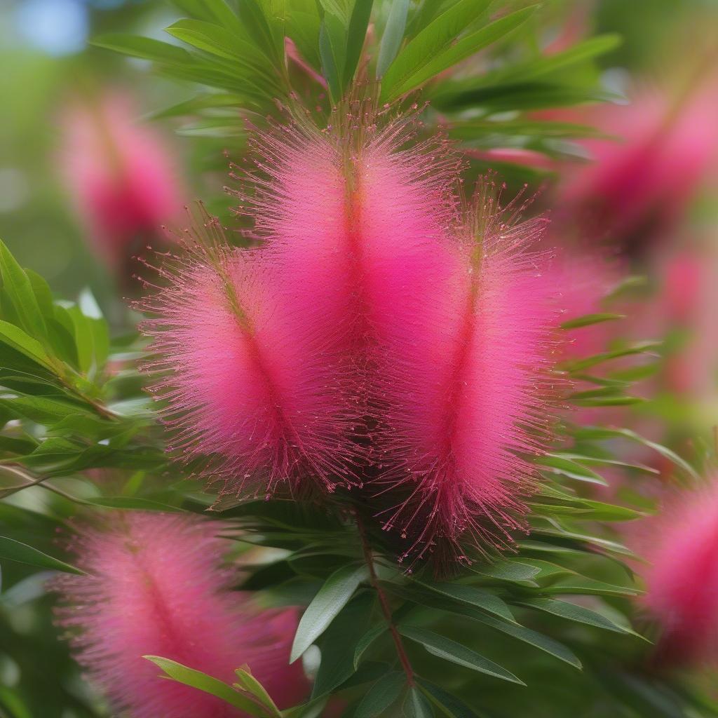 Pink Bottlebrush Tree in Full Bloom