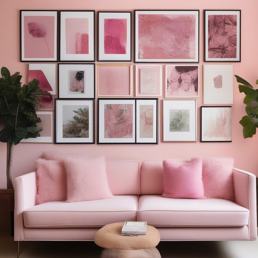 Pink Gallery Wall Ideas for Living Room