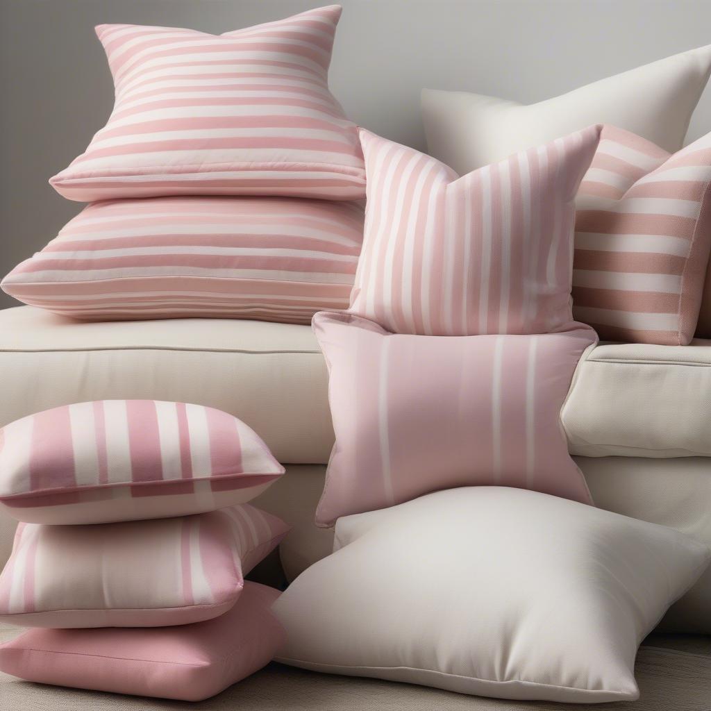 Pink and White Striped Pillows in Various Styles