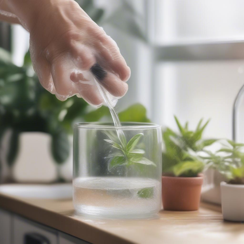 Cleaning a plant mister glass