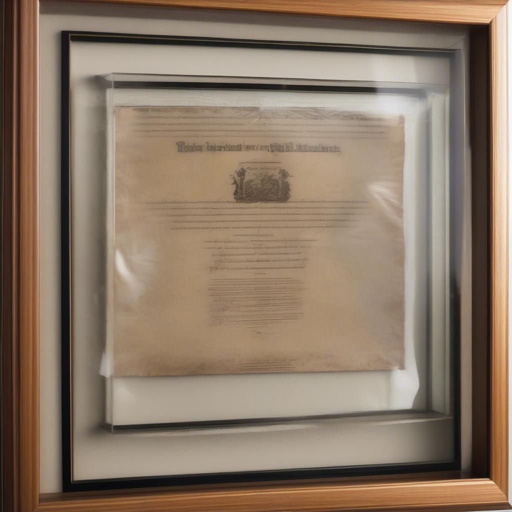 Plexiglass Box Frame Protecting a Historical Document