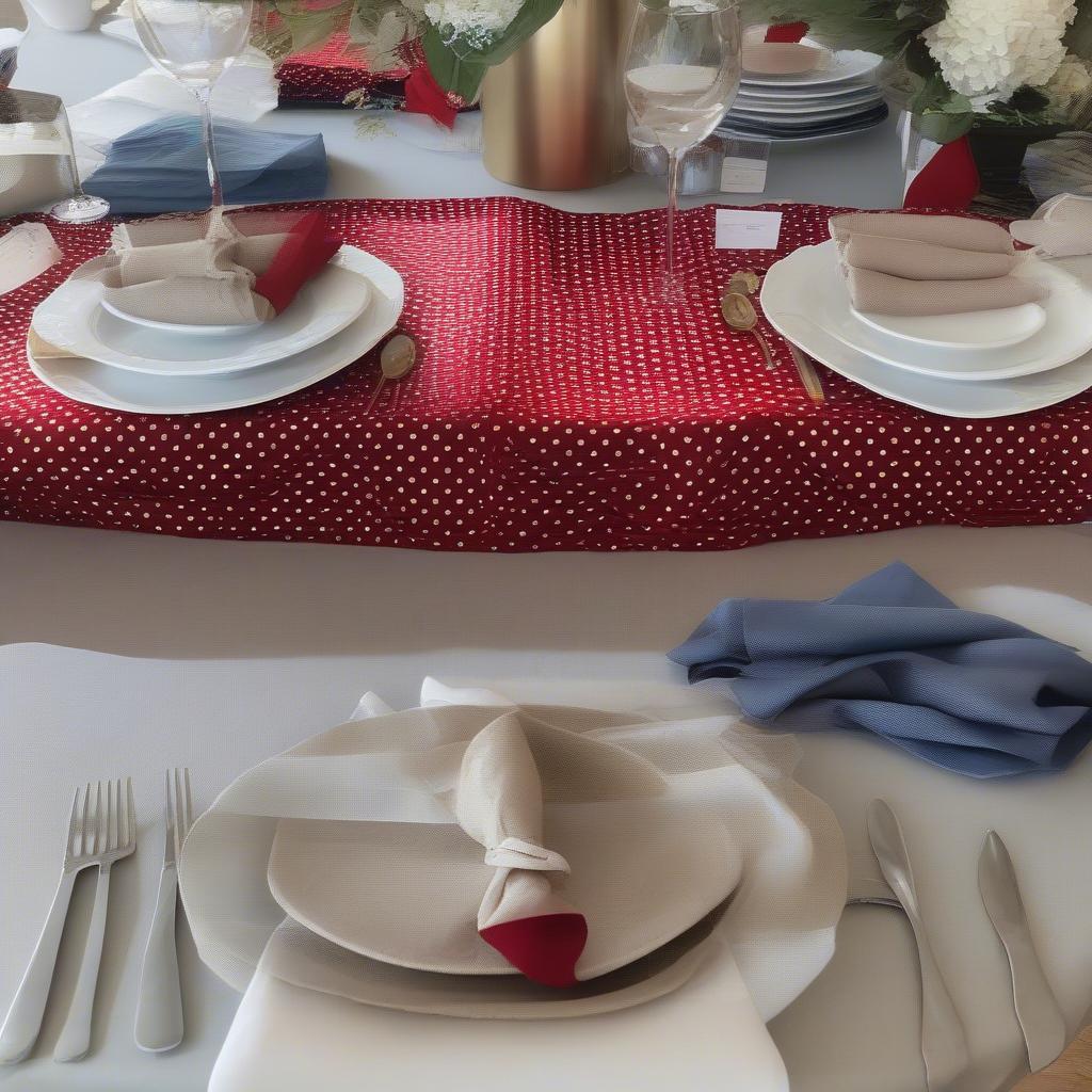 Polka Dot Table Runners in Various Materials and Colors