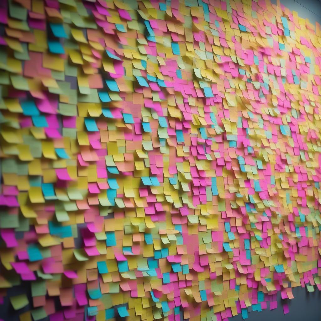 Post it notes used for brainstorming