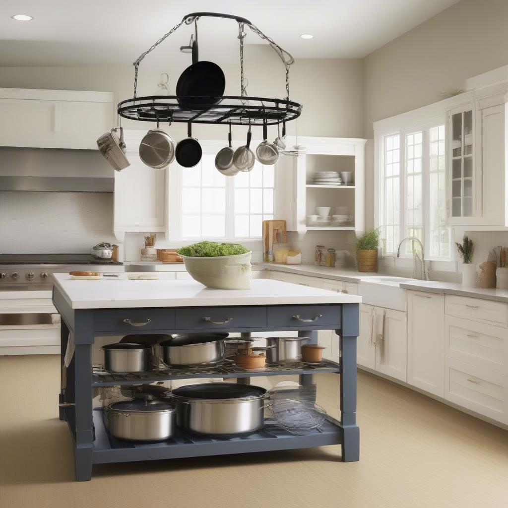 Pot Rack Kitchen Organization