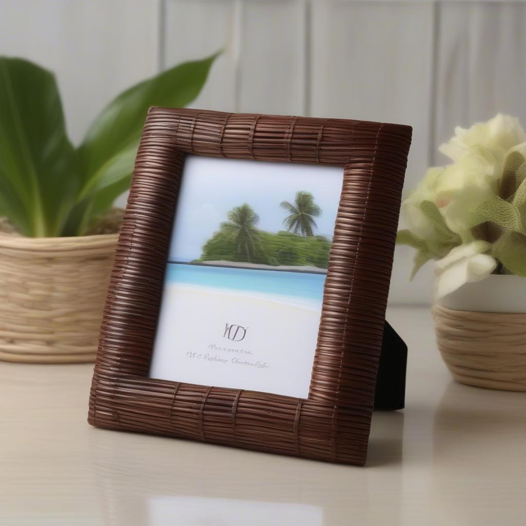 Rattan 5x7 Photo Frame with Monogram