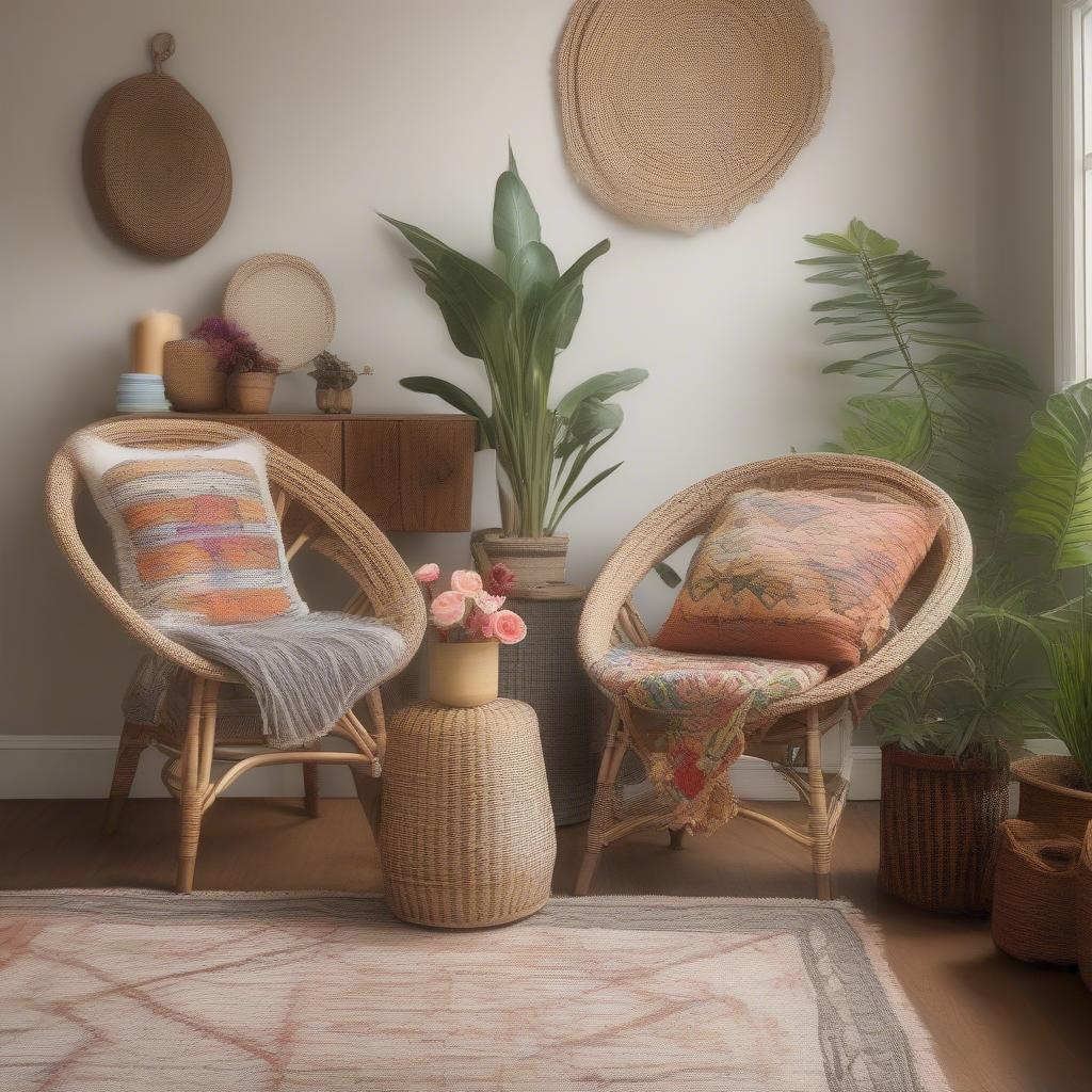 Rattan Accent Chairs in a Dining Room Corner