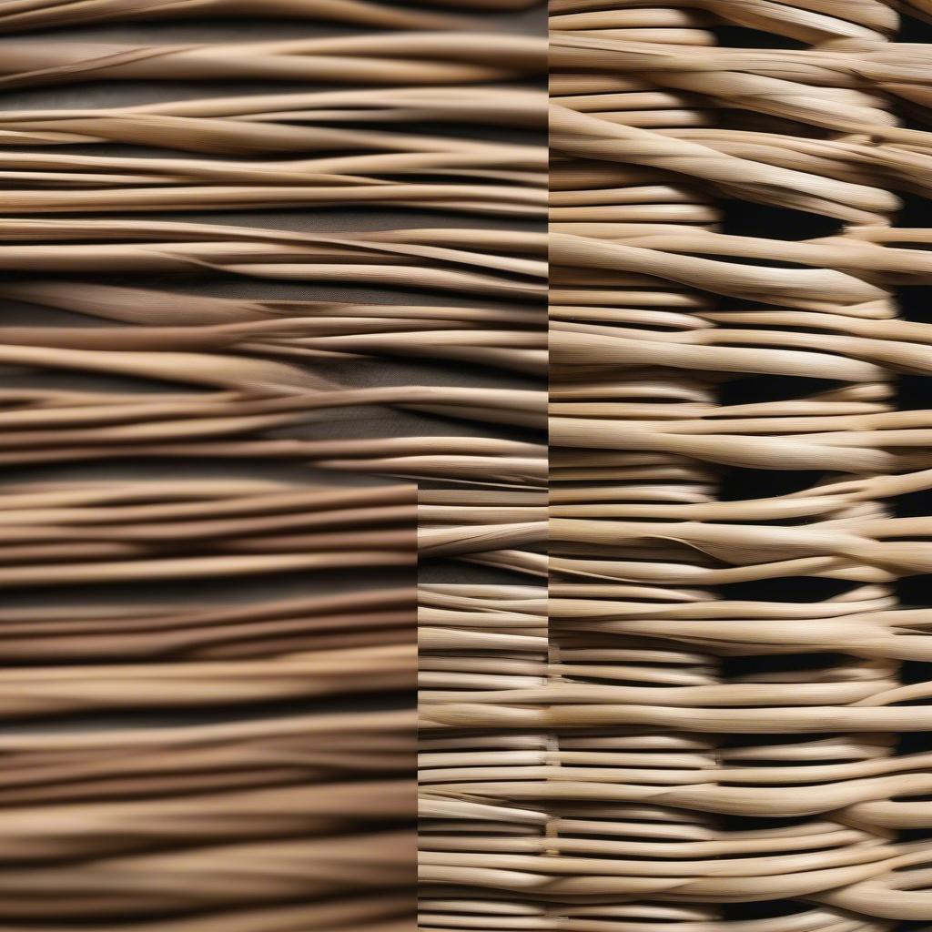 Close-up comparison of rattan and wicker materials