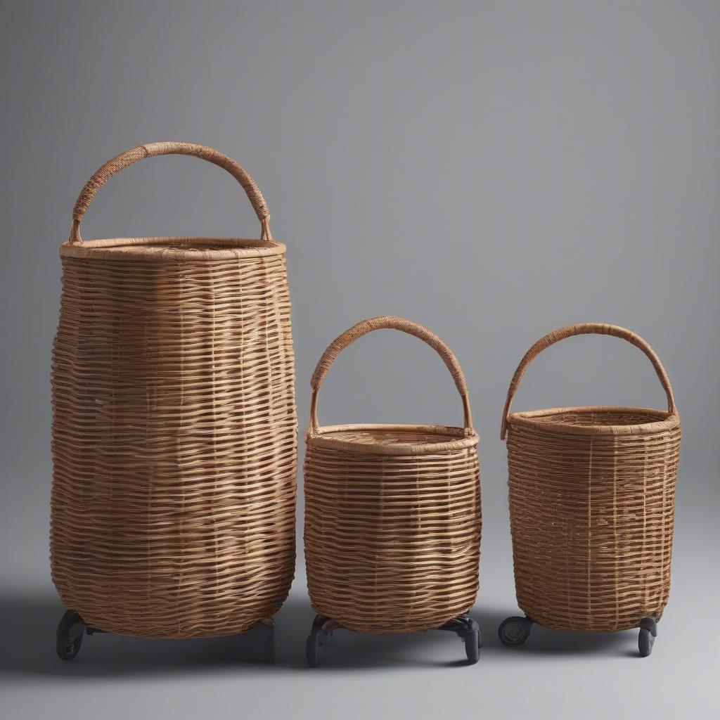 A close-up image of a rattan basket undergoing a weight test, demonstrating its strength and durability.