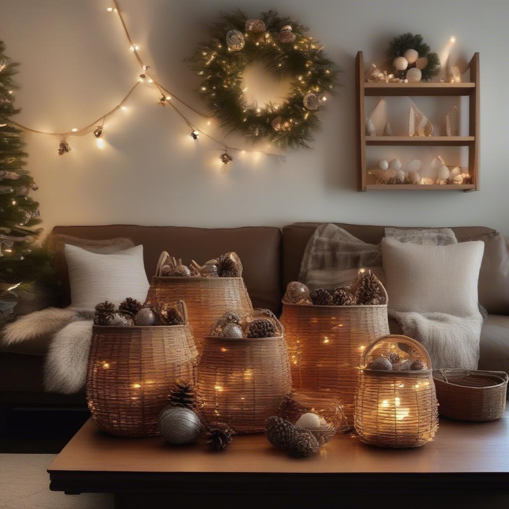 Rattan Baskets Used as Holiday Decor