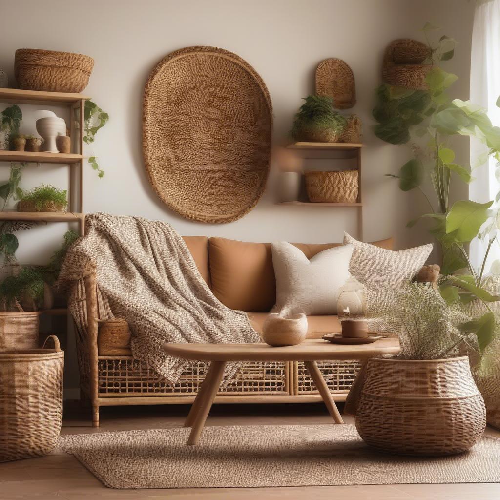 Rattan Baskets in Living Room Decor