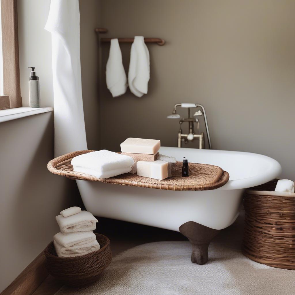 Rattan bathtub soap dish