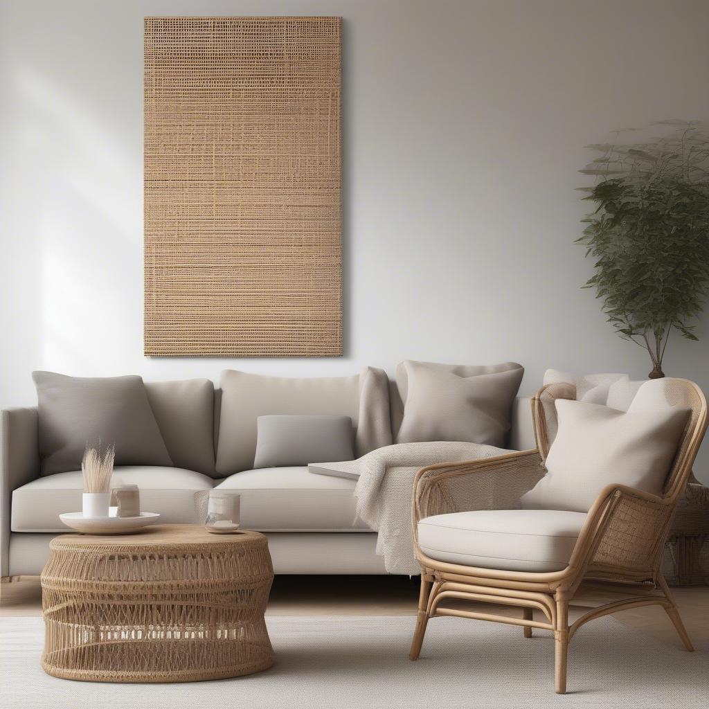 Rattan Canvas Print in Living Room Setting