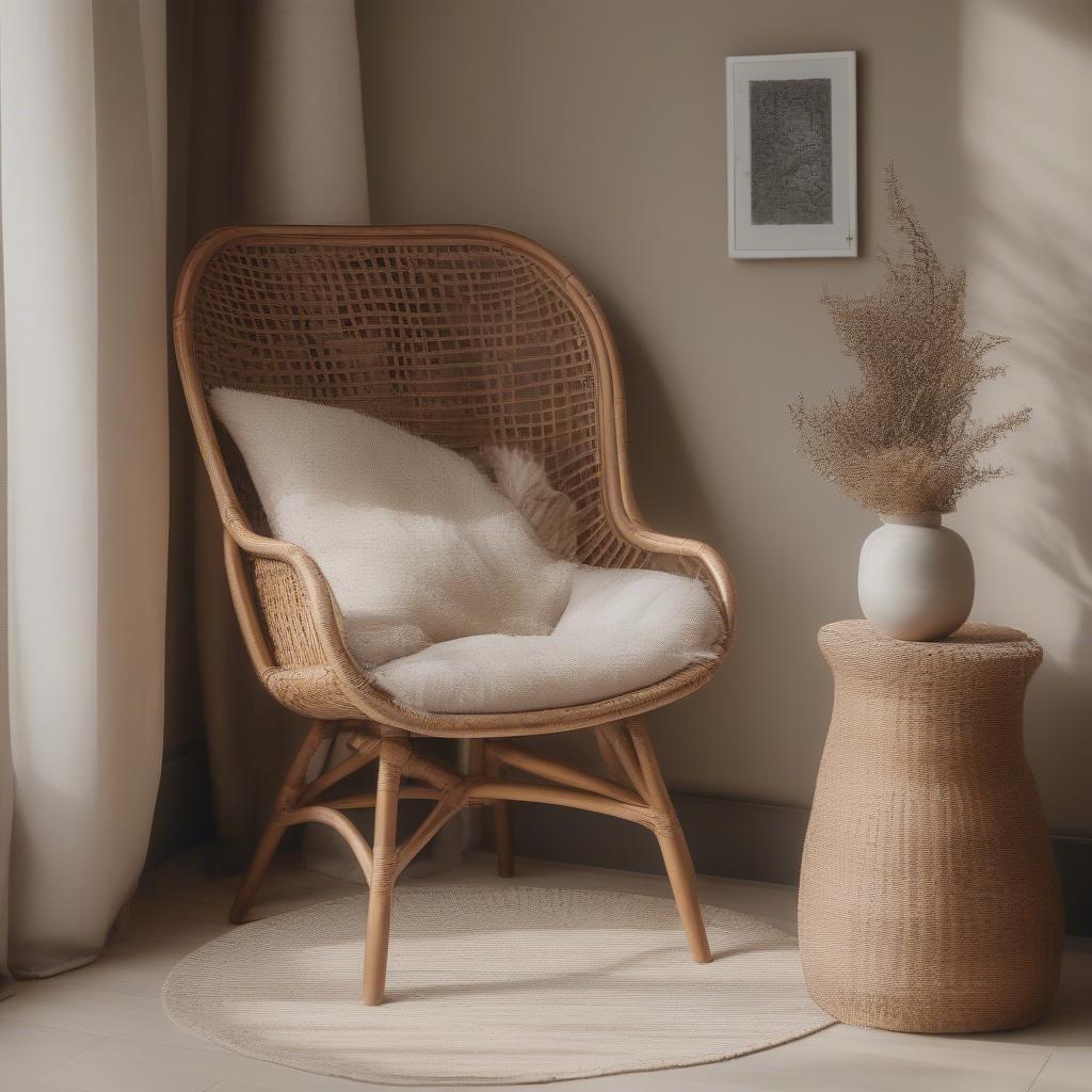 Rattan Chair in Living Room Setting