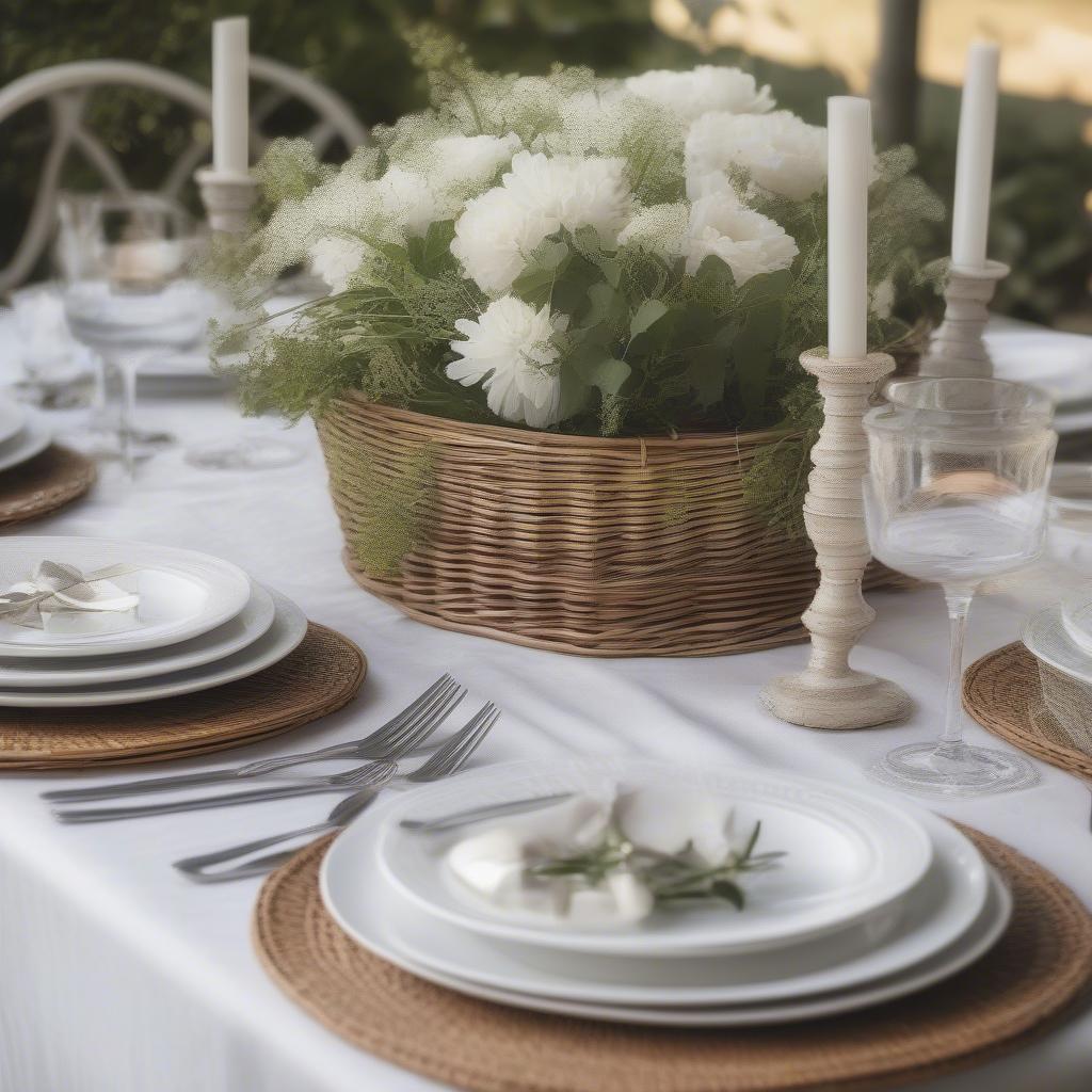 Rattan Christmas Table Setting for a Festive Dinner