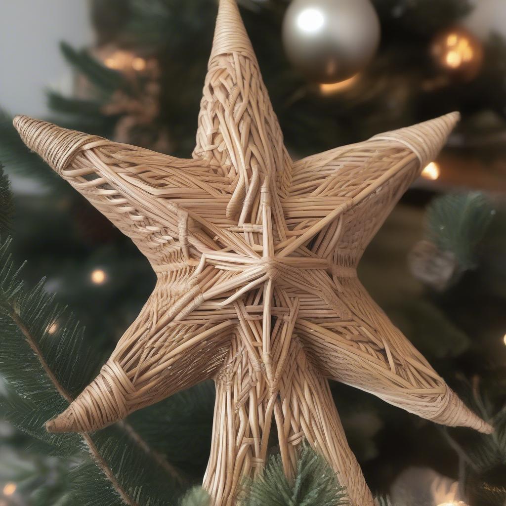 Intricate Rattan Christmas Tree Topper