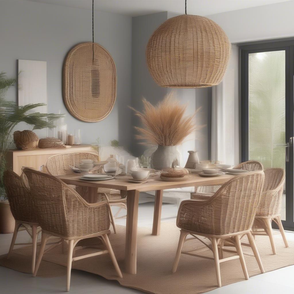 Rattan Dining Set Home Decor