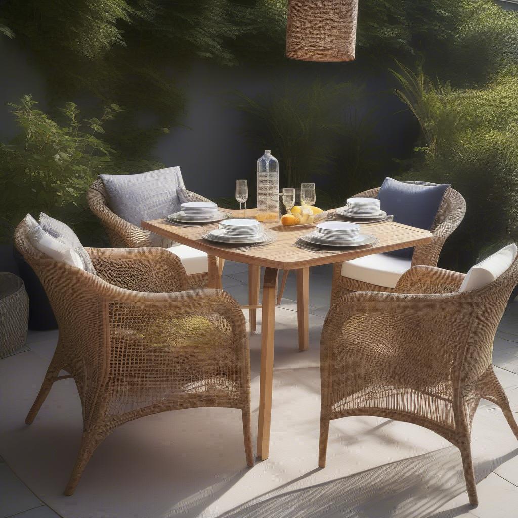 Rattan dining set on a patio