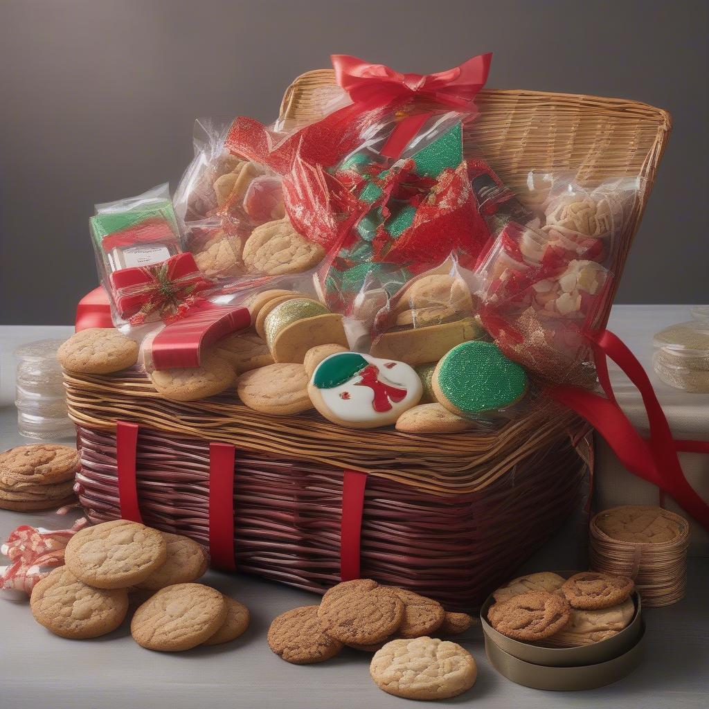 Rattan Hamper Filled with Christmas Cookies