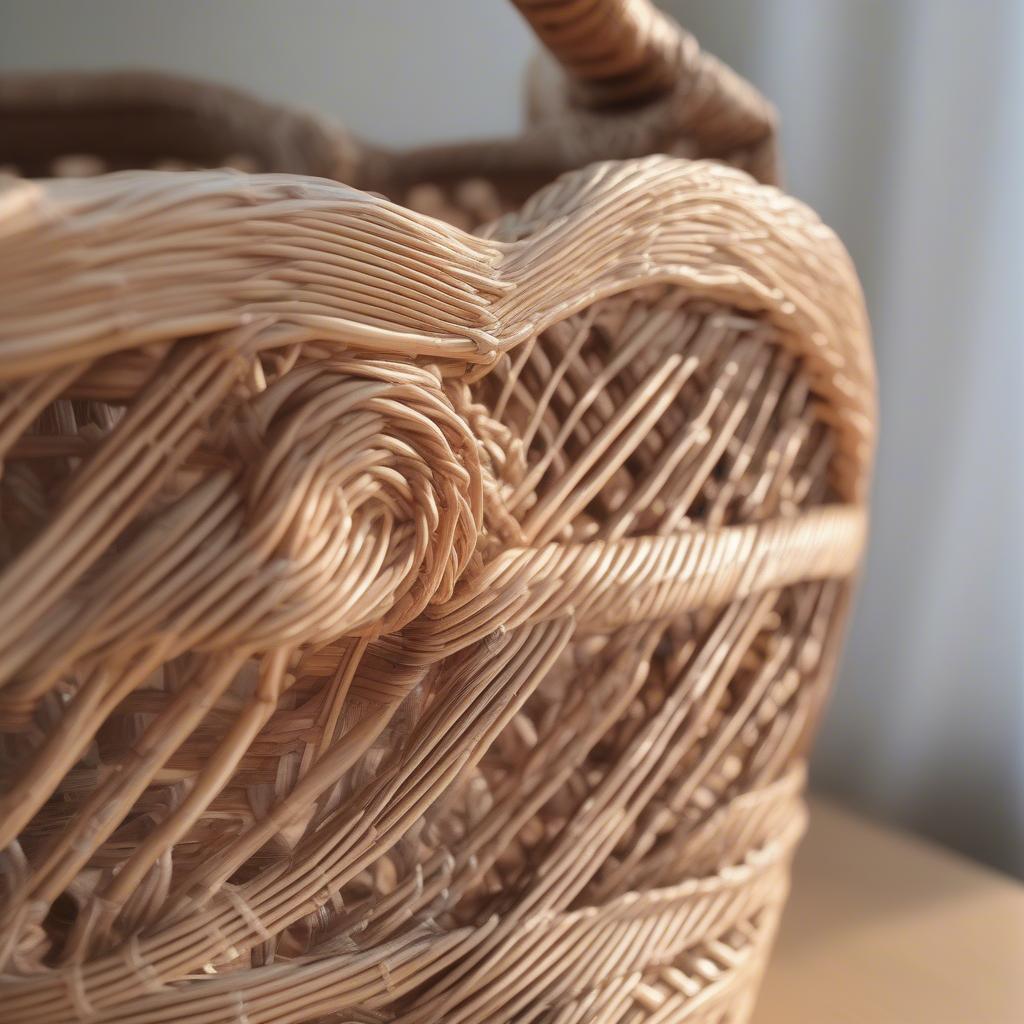 A heart-shaped rattan basket, a symbol of love and affection.