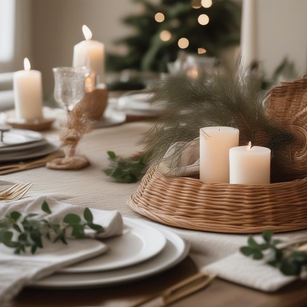 Rattan Holiday Table Setting