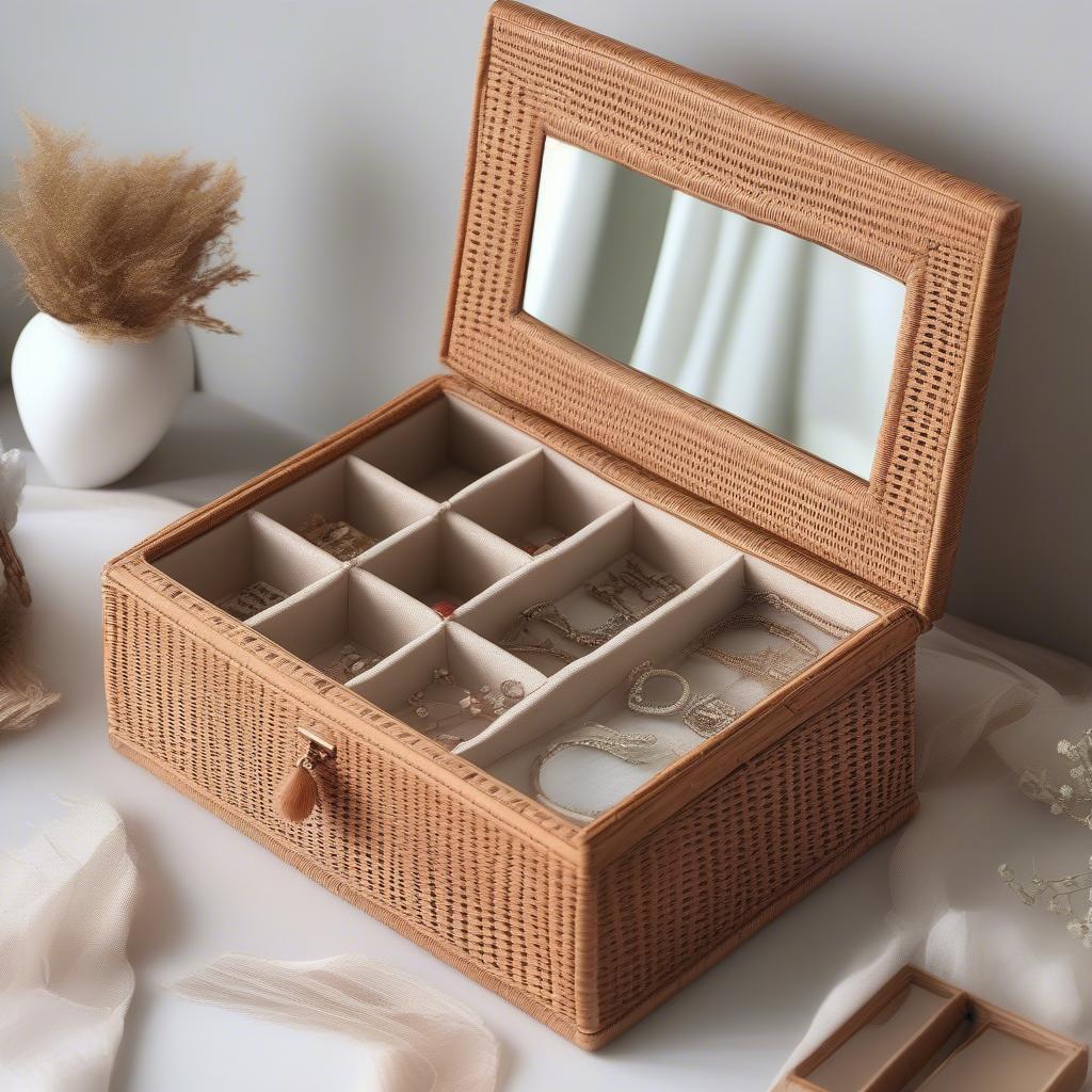 Elegant rattan jewelry box a gift of everlasting love.