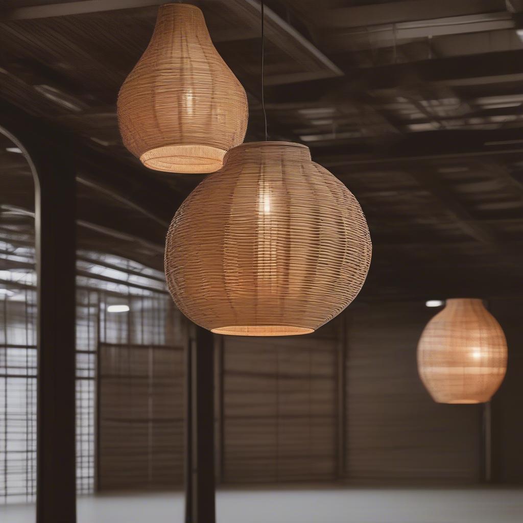 Warm Lighting with Rattan in a Winter Warehouse