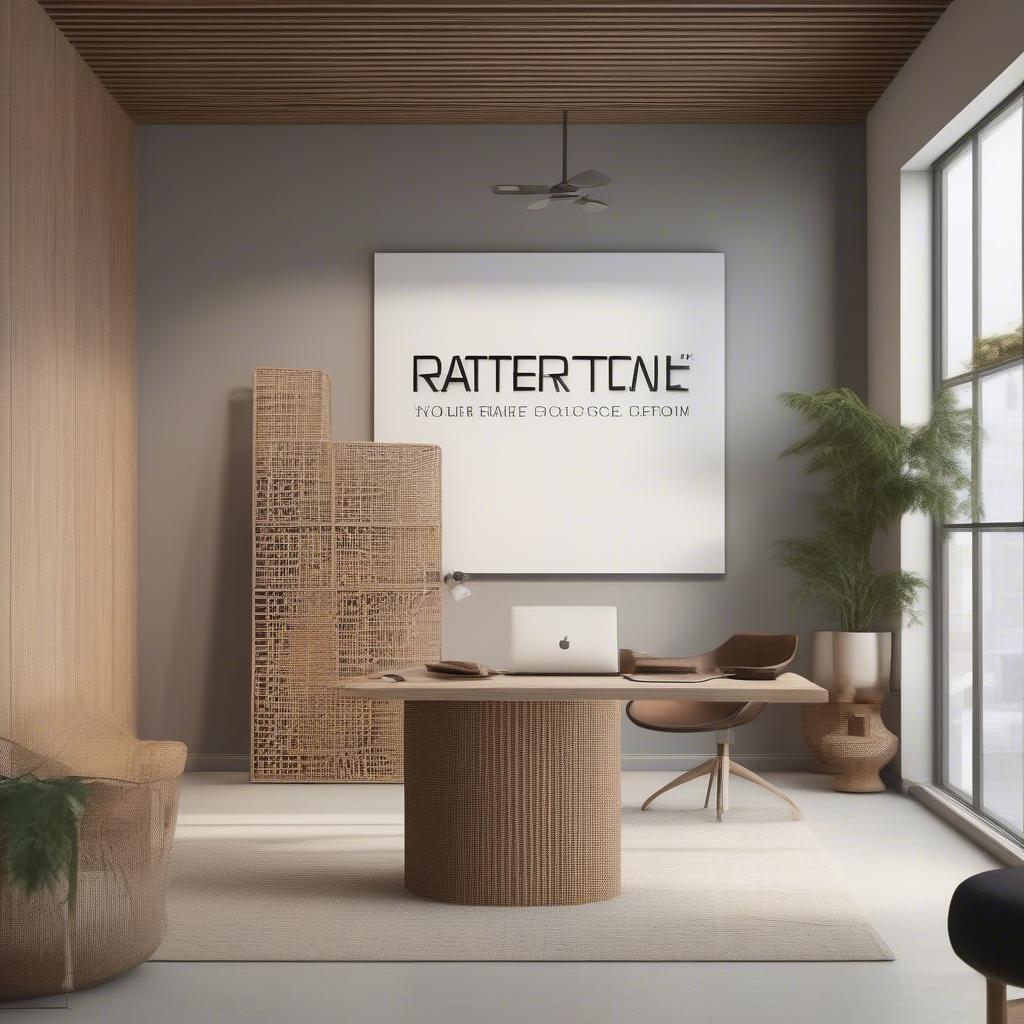 Rattan office sign with a modern design