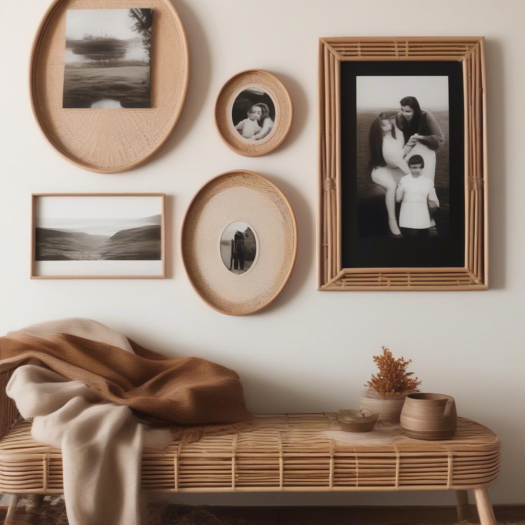 Rattan Oval Frame in a Living Room Setting