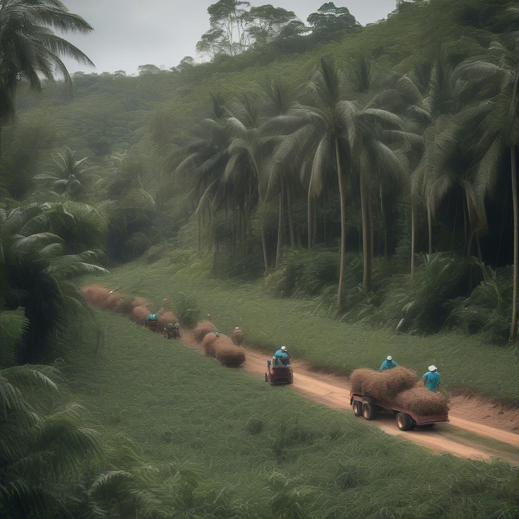 Harvesting Rattan Palm