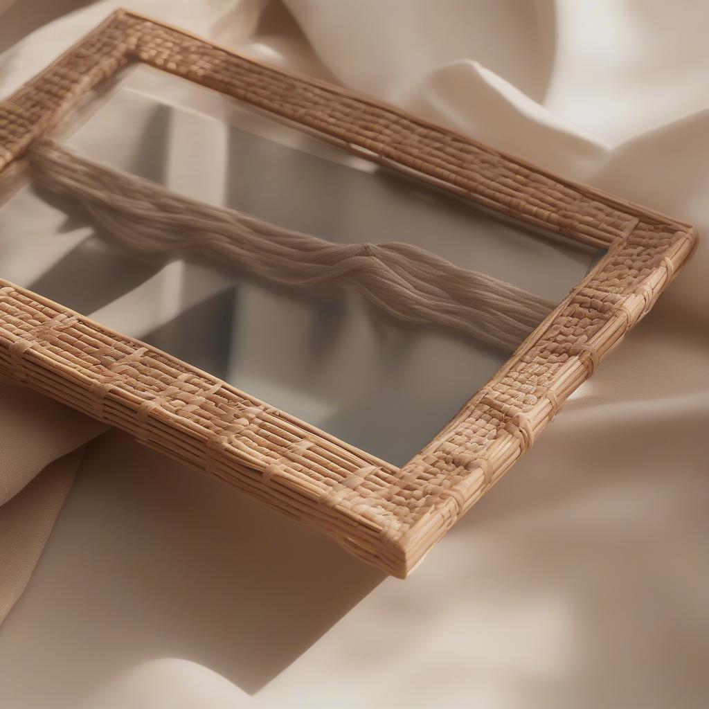 Rattan picture frame displayed on an online shop website.