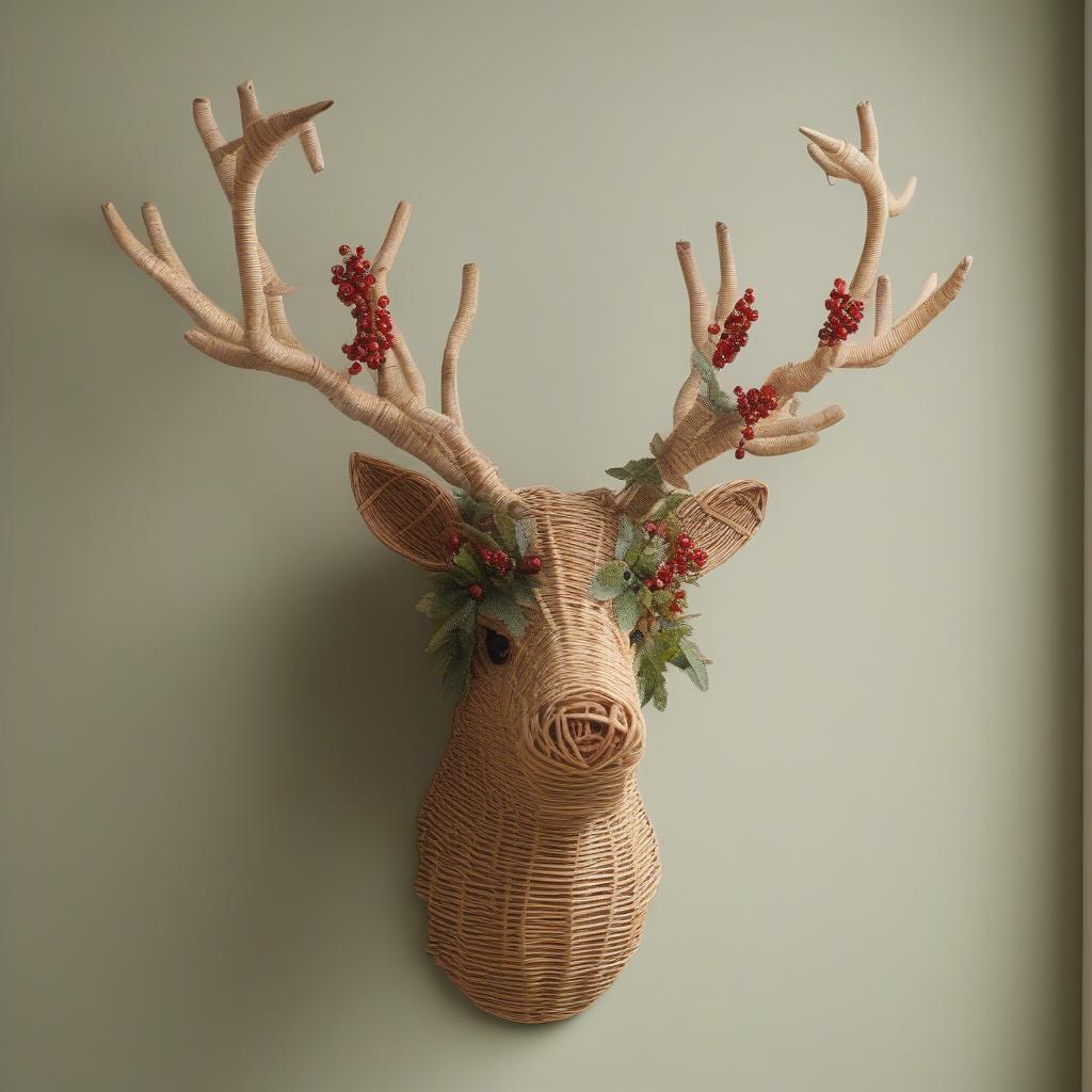 Rattan Reindeer Wall Hanging for Christmas