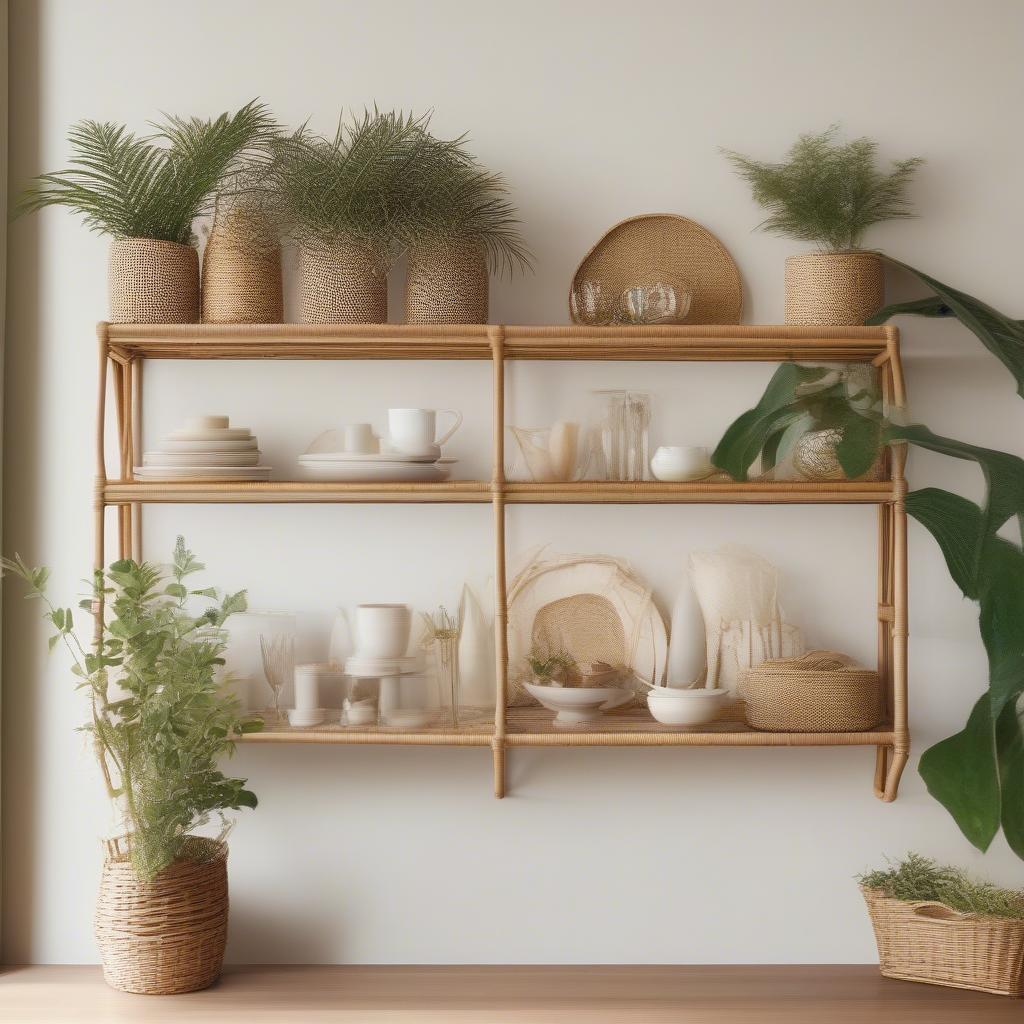 Rattan Shelves in a Dining Area