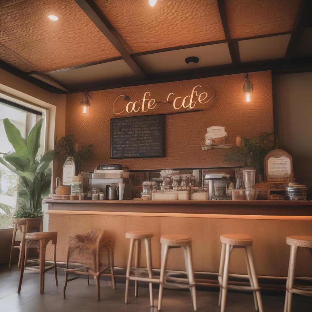 Rattan Sign Art in a Cafe