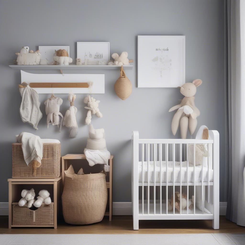 Rattan toy chest in a modern nursery