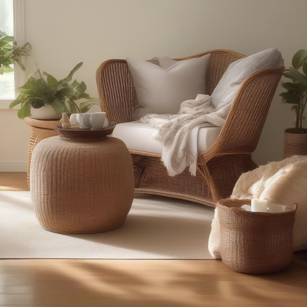 Rattan and Wicker Furniture in a Living Room Setting