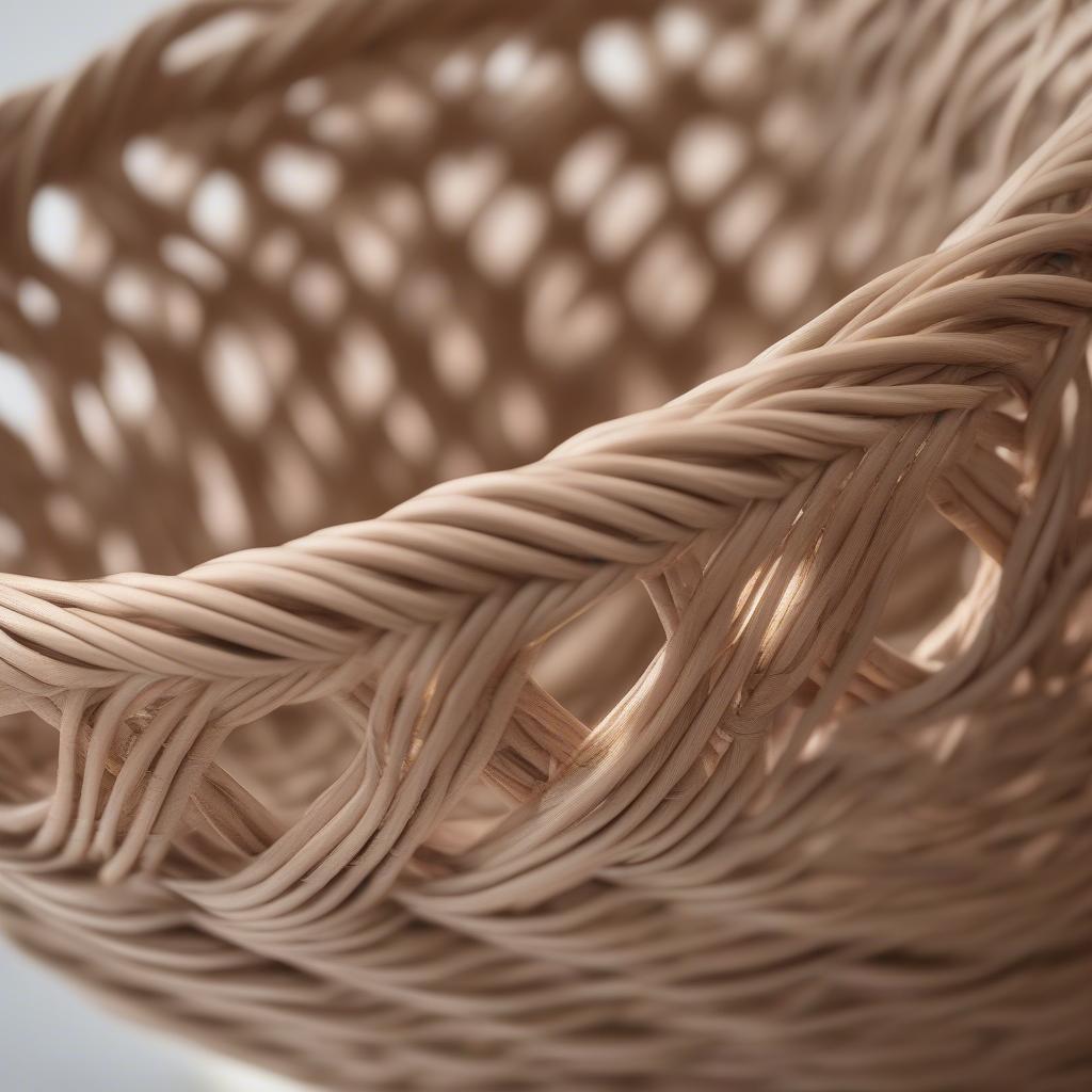 Close-up of rattan and wicker weave showcasing its strength and flexibility.