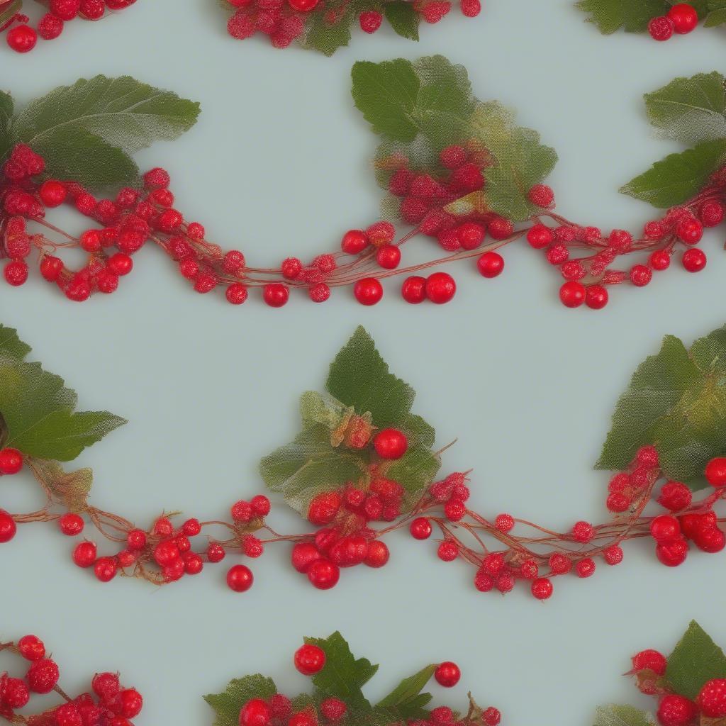 Different types of red berry garlands: sparse, dense, frosted, and mixed greenery.