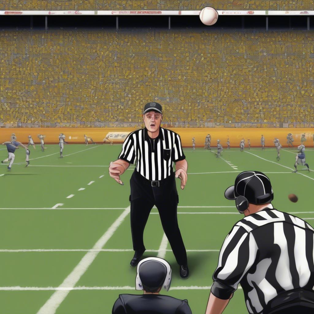 Referee Demonstrating a Perfect Hat Toss in a Football Game