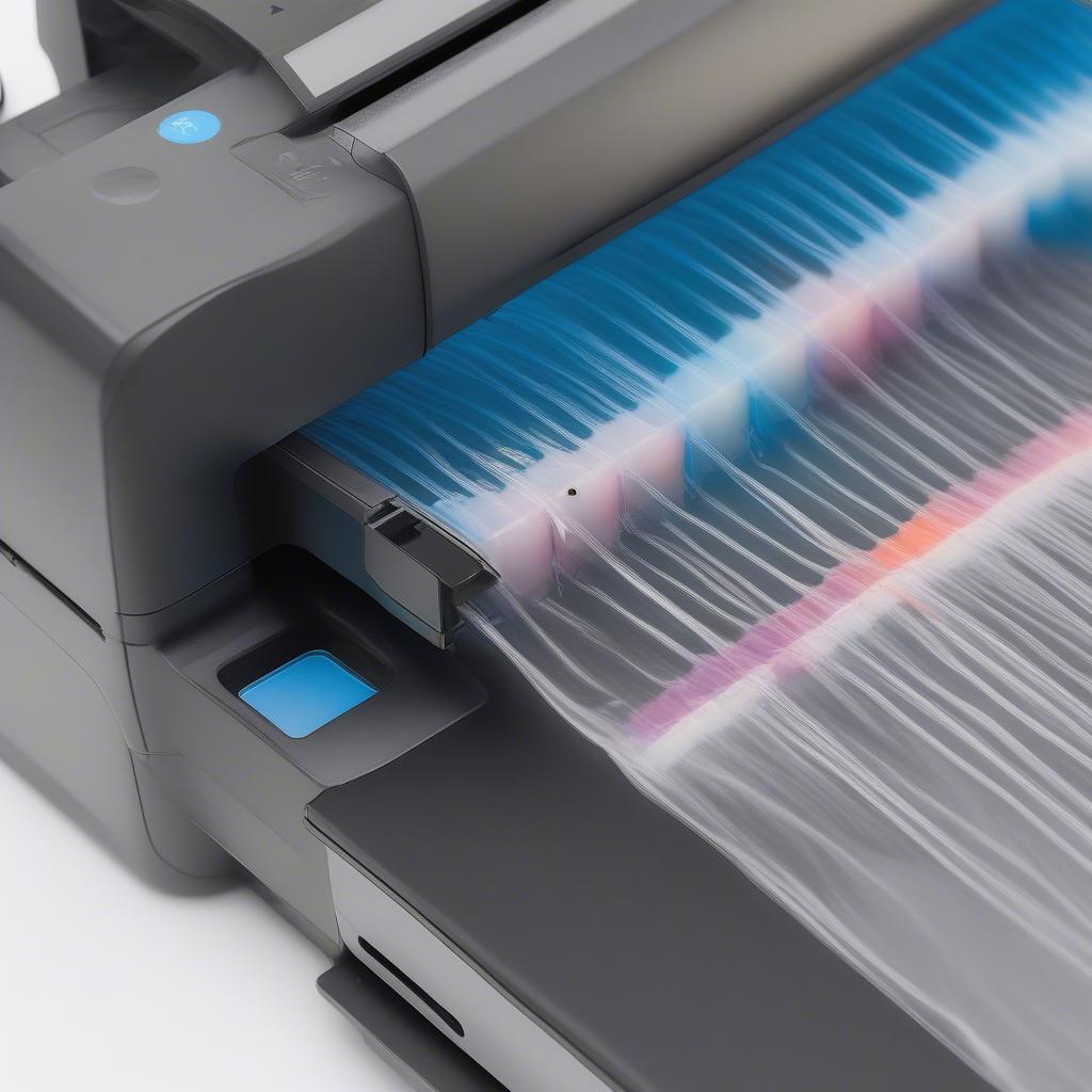 User refilling ink tanks on a refillable printer.